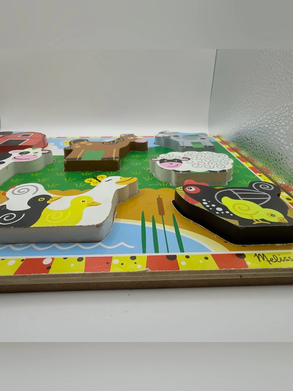 Melissa & Doug Farm Animal Wooden Puzzle - Colorful Barnyard Playset